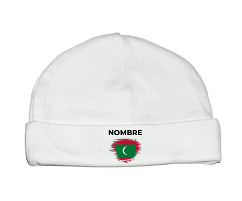 Bandera del efecto pincel maldivas con nombre: Gorro para Bebé