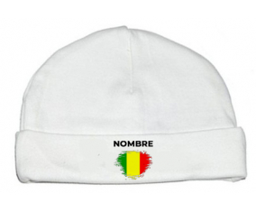 Bandera del efecto cepillo de Malí con nombre: Gorro para Bebé