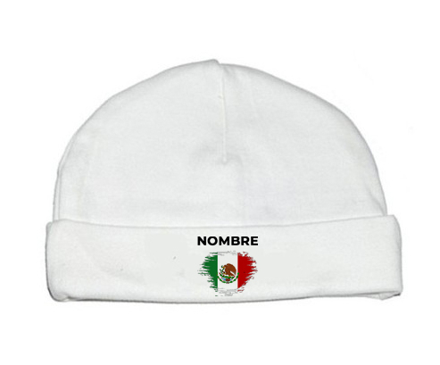 Bandera del efecto pincel de México con nombre: Gorro para Bebé