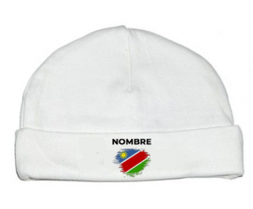 Bandera del efecto pincel de Namibia con nombre: Gorro para Bebé