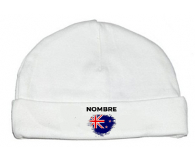 Bandera del efecto pincel de Nueva Zelanda con nombre: Gorro para Bebé