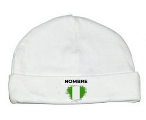 Bandera del efecto cepillo de Nigeria con nombre: Gorro para Bebé
