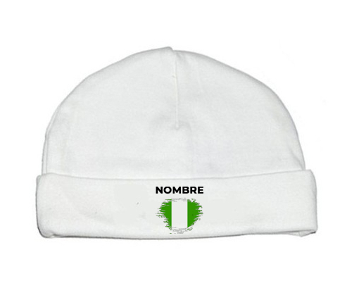 Bandera del efecto cepillo de Nigeria con nombre: Gorro para Bebé