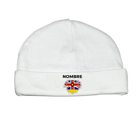 Bandera del efecto cepillo Niue con nombre: Gorro para Bebé
