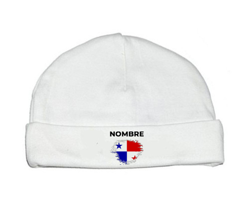 Bandera de efecto cepillo de Panamá con nombre: Gorro para Bebé