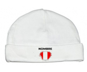 Perú cepilla bandera efecto con nombre: Gorro para Bebé