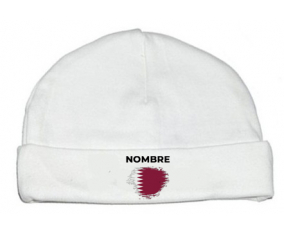 Bandera del efecto pincel de Qatar con nombre: Gorro para Bebé