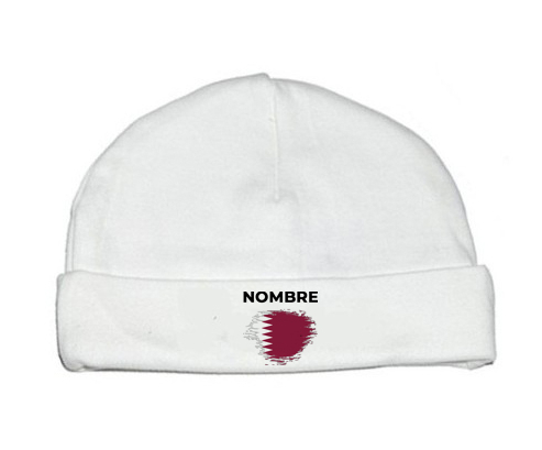 Bandera del efecto pincel de Qatar con nombre: Gorro para Bebé