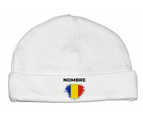 Efecto cepillo de bandera Rumania con nombre: Gorro para Bebé