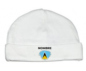 Bandera de pincel de Santa Lucía con nombre: Gorro para Bebé
