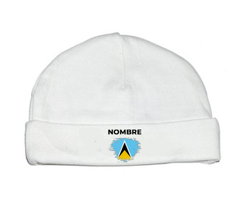 Bandera de pincel de Santa Lucía con nombre: Gorro para Bebé
