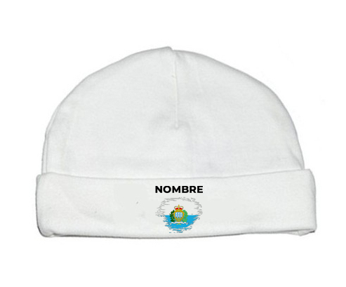 Bandera del efecto pincel de San Marino con nombre: Gorro para Bebé