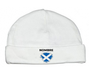 Bandera del efecto pincel de Escocia con nombre: Gorro para Bebé