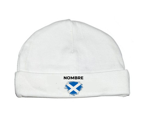 Bandera del efecto pincel de Escocia con nombre: Gorro para Bebé