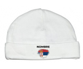 Bandera de efecto cepillo de Serbia con nombre: Gorro para Bebé