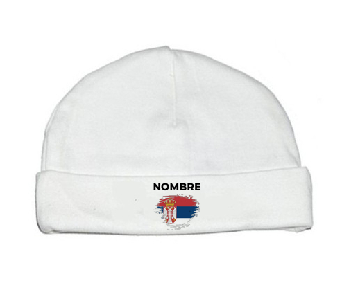 Bandera de efecto cepillo de Serbia con nombre: Gorro para Bebé