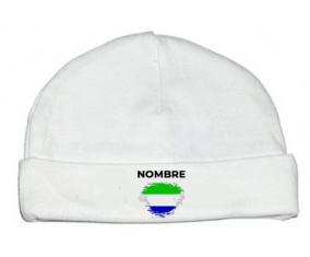Bandera del efecto pincel de Sierra Leona con nombre: Gorro para Bebé