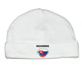 Bandera del efecto pincel de Eslovaquia con nombre: Gorro para Bebé