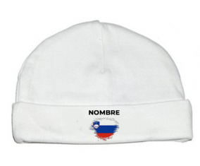 Bandera del efecto pincel eslovenia con nombre: Gorro para Bebé
