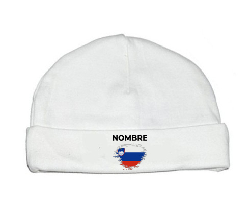 Bandera del efecto pincel eslovenia con nombre: Gorro para Bebé