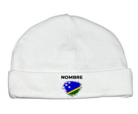 Bandera de pincel de las Islas Salomón con nombre: Gorro para Bebé