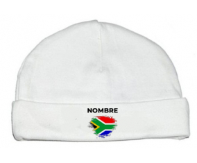 Bandera del efecto pincel sudafricano con nombre: Gorro para Bebé