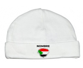 Bandera del efecto pincel de Sudán con nombre: Gorro para Bebé