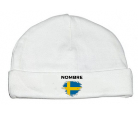 Bandera del efecto pincel de Suecia con nombre: Gorro para Bebé