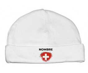 Bandera suiza del efecto pincel con nombre: Gorro para Bebé