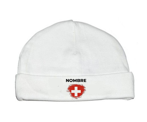 Bandera suiza del efecto pincel con nombre: Gorro para Bebé