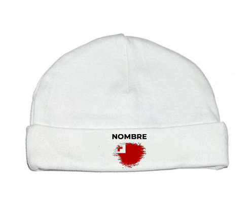 Bandera del efecto pincel Tonga con nombre: Gorro para Bebé