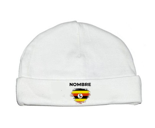 Bandera del efecto pincel de Uganda con nombre: Gorro para Bebé