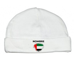 Bandera de pincel de los Emiratos Árabes Unidos con nombre: Gorro para Bebé