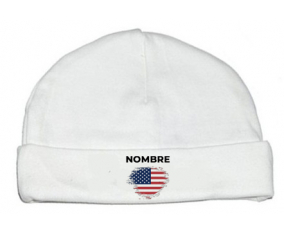 Bandera del efecto pincel Los Estados Unidos de América con nombre: Gorro para Bebé