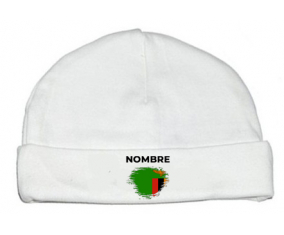 Bandera del efecto pincel de Zambia con nombre: Gorro para Bebé