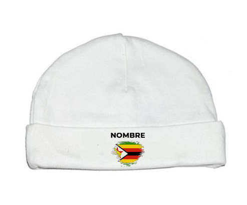 Bandera del efecto pincel de Zimbabue con nombre: Gorro para Bebé