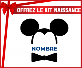Kit para el nacimiento : Disney Mickey Black Ears Corbata de arco negro con nombre