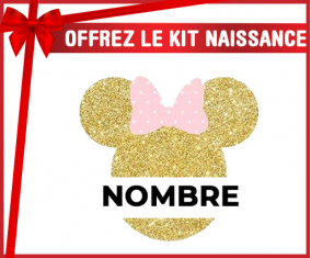 Kit para el nacimiento : Disney Minnie Golden Ears Nudo rosa con nombre