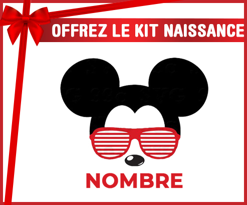 Kit para el nacimiento : Bisel rojo Disney Mickey Black Ears con nombre