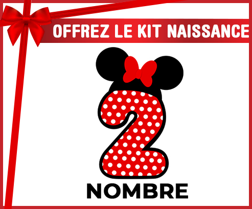 Kit para el nacimiento : Disney Minnie Número 2 rojo rojo polka puntos mariposa roja con nombre