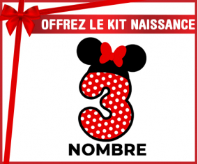 Kit para el nacimiento : Disney Minnie Número 3 lunar rojo salpica mariposa roja con nombre