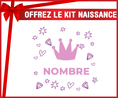 Kit para el nacimiento : Diseño-2 corona rosa corazón con nombre