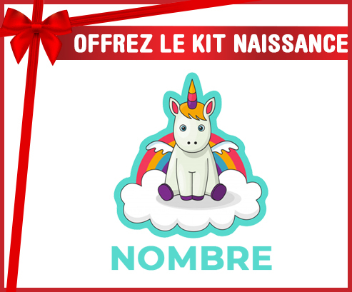 Kit para el nacimiento : Unicornio con alas en la nube con nombre