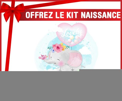 Kit para el nacimiento : Precioso bebé elefante con nombre