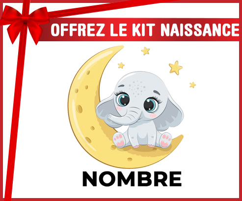 Kit para el nacimiento : Bebé elefante buenas noches con nombre