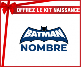 Kit para el nacimiento : Logotipo azul de Batman con nombre