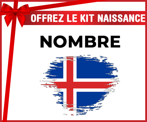 Kit para el nacimiento : Bandera del efecto pincel de Islandia con nombre