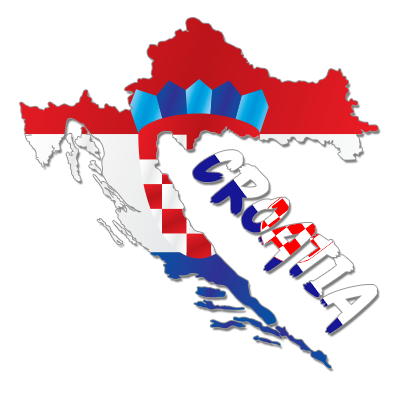 Mapa de Croacia en colores vibrantes, ideal para artículos de bebé como bodis y baberos en chupete-bebe.com.