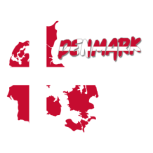 Mapa de Dinamarca decorativo para productos de bebé. Ideal para bodis, chupetes y más en chupete-bebe.com.