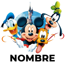 Dulce arte de Disney con Mickey, Donald, Pluto y Goofy, ideal para productos de bebé en chupete-bebe.com.